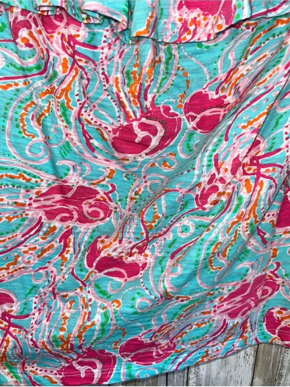 Lilly Pulitzer “Jellies Be Jammin” Strapless Ruffle Tube Top S Pink Blue Cotton - Picture 5 of 7